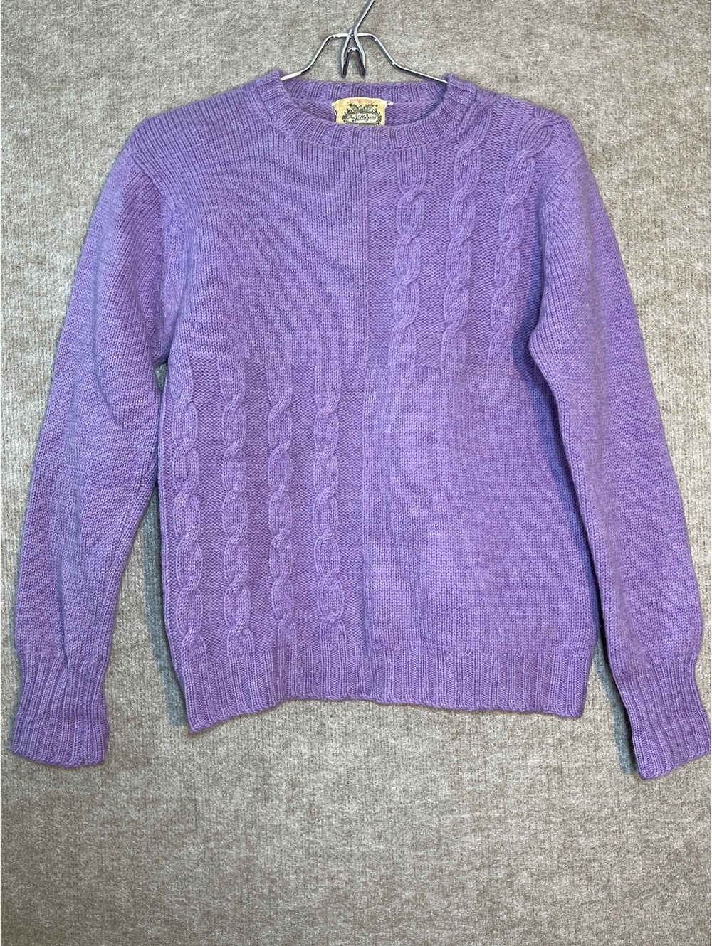 Vintage The Villager Sweater 36 Virgin Wool Cable Knit Hand Loomed 60s 70s